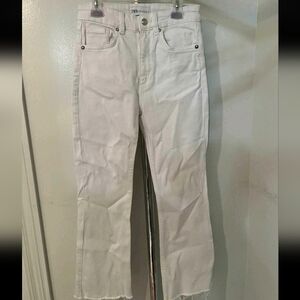Zara High Rise White Jeans Sz 4